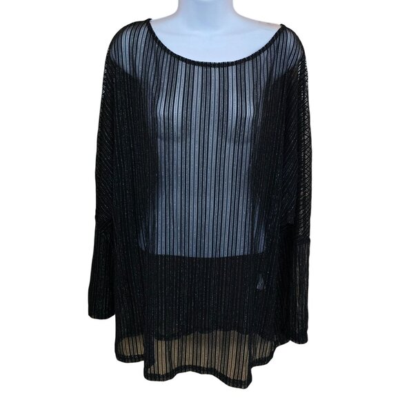 Sheer Black Striped Long Sleeve Top whimsygoth club wear dark academia goth - Picture 1 of 6